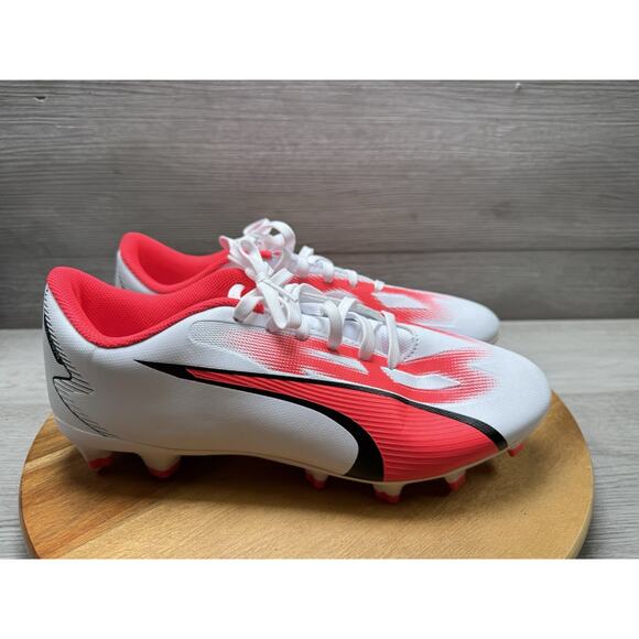 Puma Ultra Play FG/AG 107423-01 Mens US 8.5 White Fire Orchid Soccer Cleats